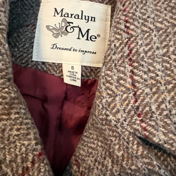 Maralyn & Me Brown Plaid Pea Coat - Picture 3 of 4